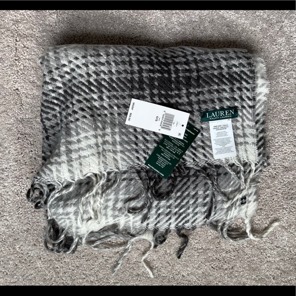 Ralph Lauren Plaid Brushed Mohair Wrap - Picture 2 of 7